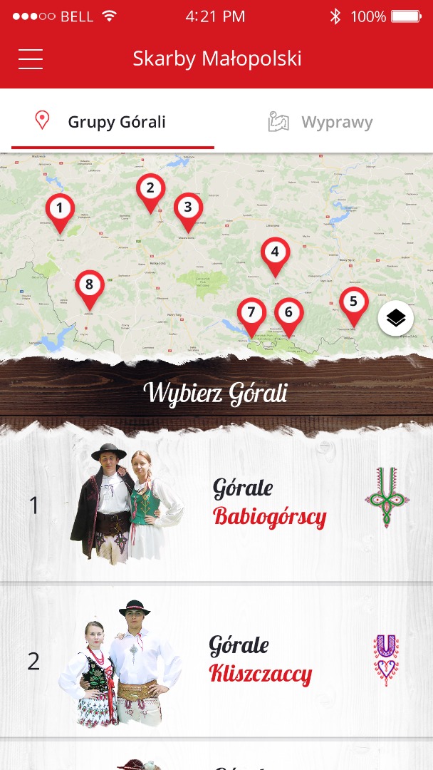 Skarby Górali - Główny screen aplikacji